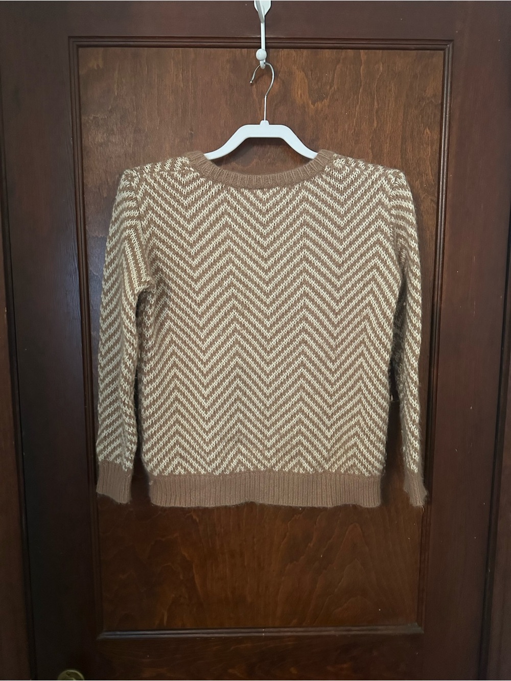 Ganni for Anthropologie Wool Angora Blend Chevron Candy Floss Sweater XS - Picture 3 of 6